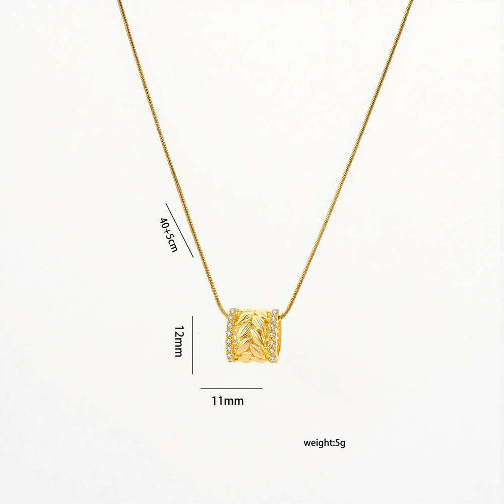 Light-Luxury Wheat Ear Necklace With Diamond Accents Small Waist Pendant Collarbone Chain For Women