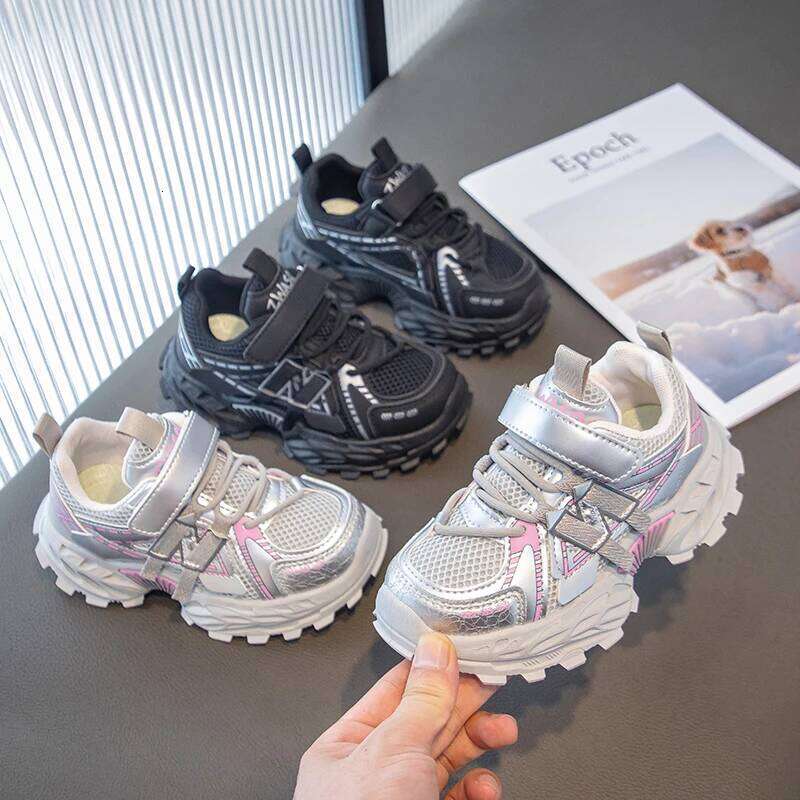 Girls' 2026 New autumn winter children's transparent mesh sports shoes, fashionable and anti-slip dad shoes 26W0224