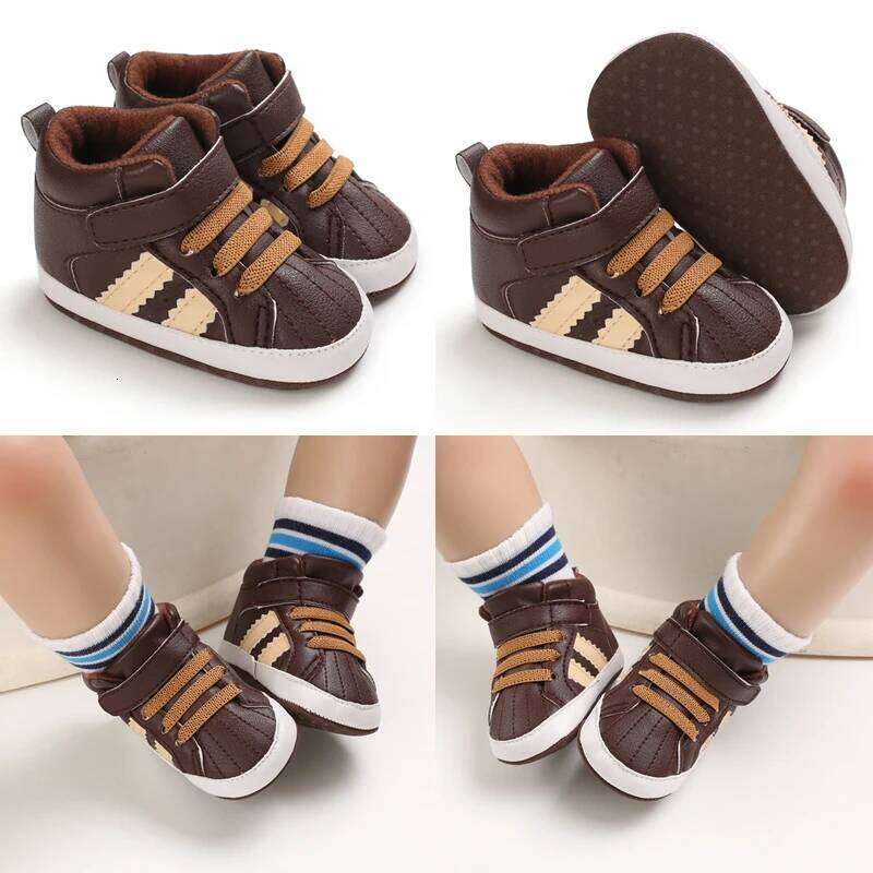 New Brown Baby Christening Baptismal Walking Toddler Shoes Soft Sole Newborn Birthday Infant Kids Boy Sneakers 26Y0224