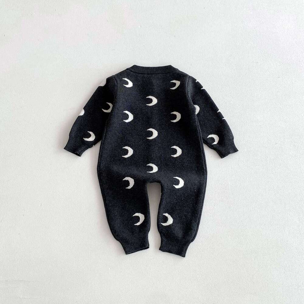 Baby autumn moon-knitted long-sleeved jumpsuits, newborn baby sweaters, crawling suits 26H0224