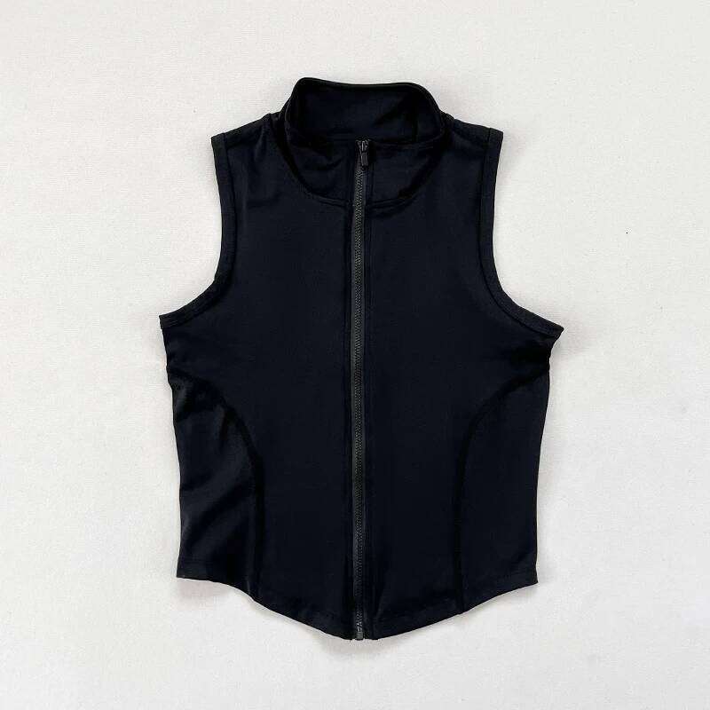Women's yoga, fitness, sports clothing, sleeveless stand-up collar, zipper exercise vest, slender yoga and fitness vest 26Y0224