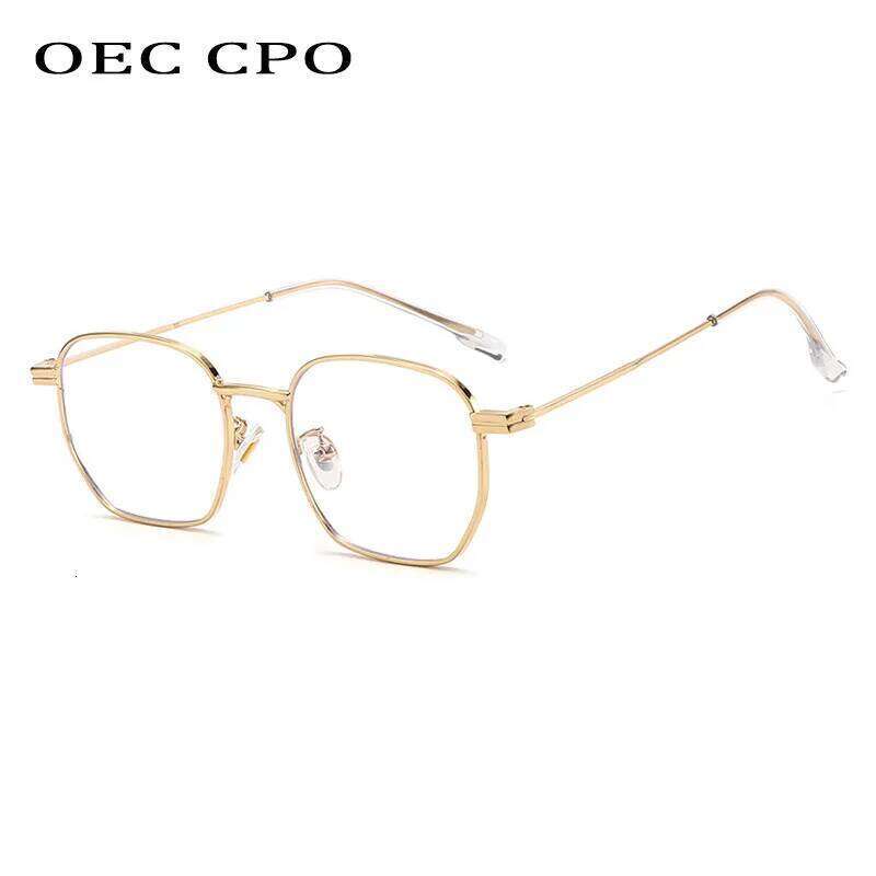 OEC CPO Retro Punk Square Sunglasses Women Fashion Orange Lens Metal Shades UV400 Men Sun Glasses Female Eyewear 26W0224