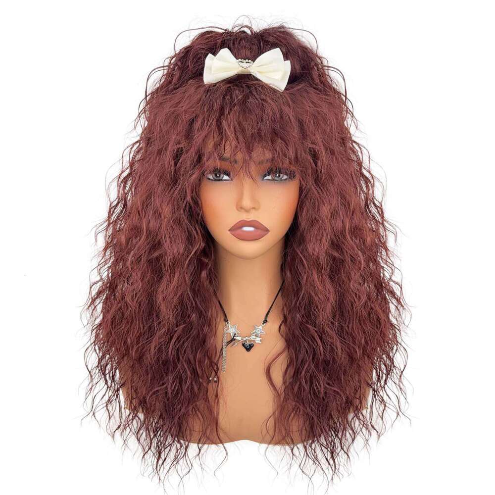 2026 African New Style Natural Wool Bangs Synthetic Full High-Temperature Silk Curl Wig SHXI