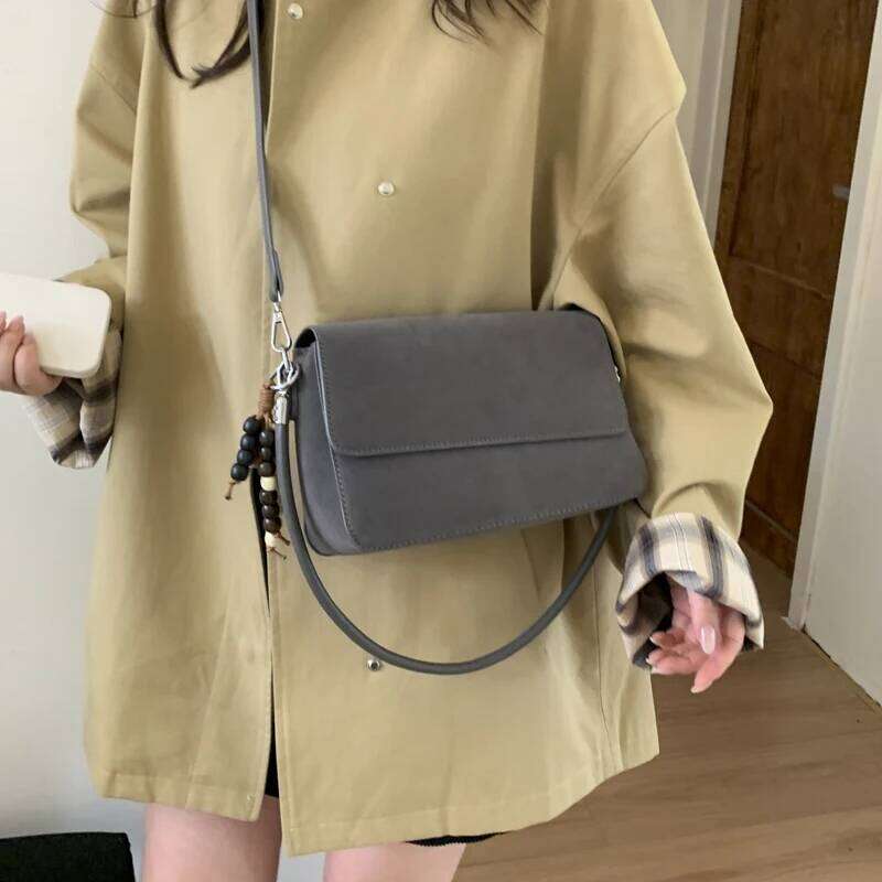 MOODS Flap Shape Underarm Shoulder Bags For Women PU Suede Pure Color Crossbody Messenger Bag Autumn New Designer Handbags