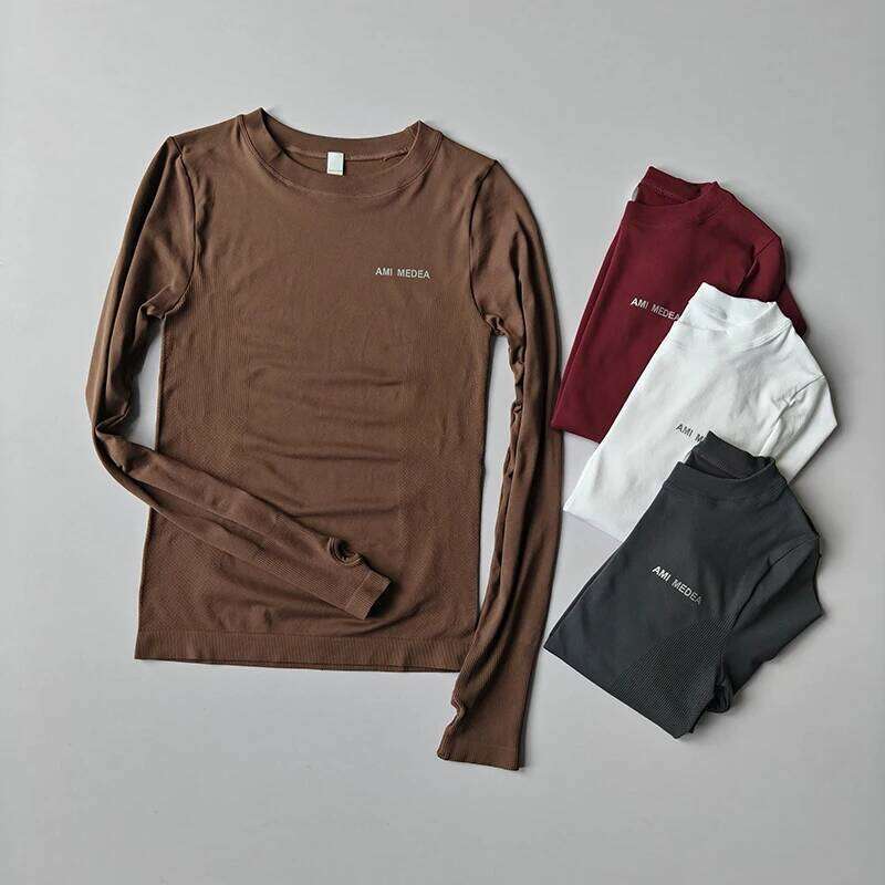 Women's Seamless Workout Top Long Sleeve, Slim Fit Running Shirt, Tummy Control Yoga Fitness Tee 26Y0224