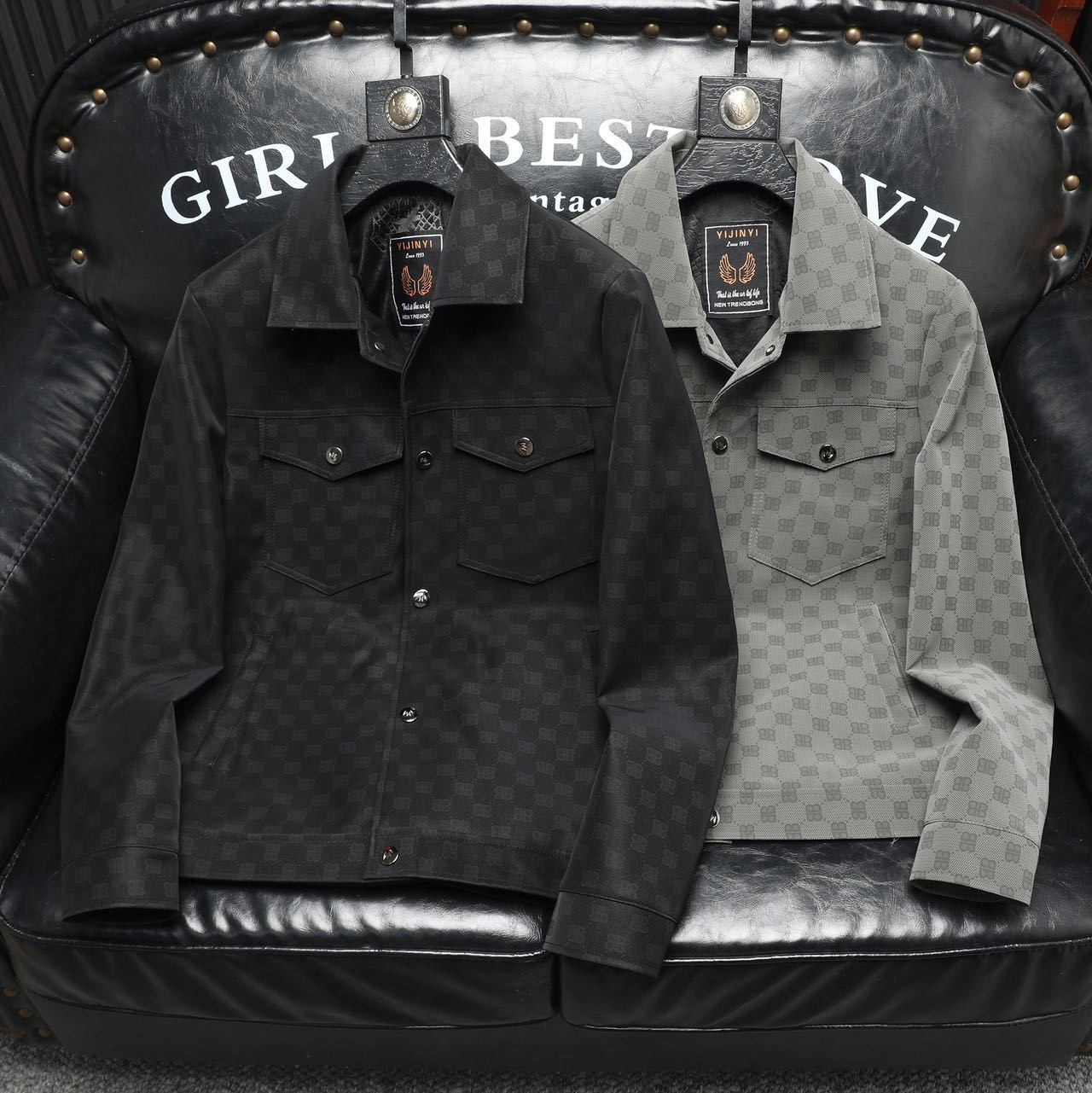 Autumn and winter embossed lapels cropped leather jackets men's jackets are fashionable casual and versatile