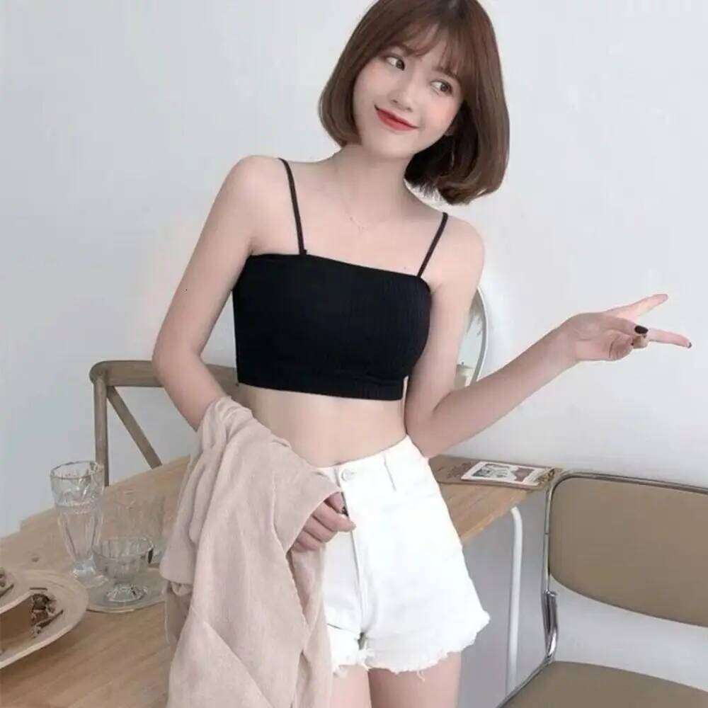 Fashion Slim Women Tank Bra Polyester Fiber Tube Top Underwear Korean Version Breathable Sleeveless Strap 26Y0224