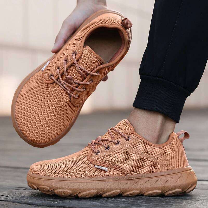 Mesh Wide Toe Minimalist Comfortable Lightweight Walking Shoes Daily Outdoor Breathable Travel Men's Flat Sneakers