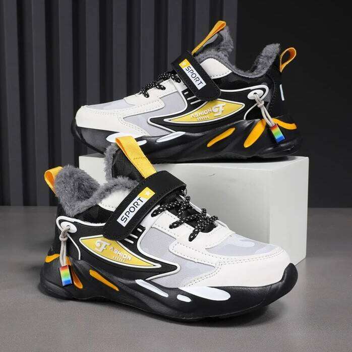 Winter Children Fashion Platform Kids Boys Cotton Sneaker Warm Plush Casual Sports Tennis Shoes 26W0224