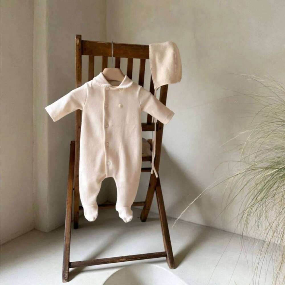 Spring New Baby Long Sleeve Lapel Romper Cotton Infant Boy Girl Solid Casual Jumpsuit Newborn Toddler Clothes 0-24M 26H0224