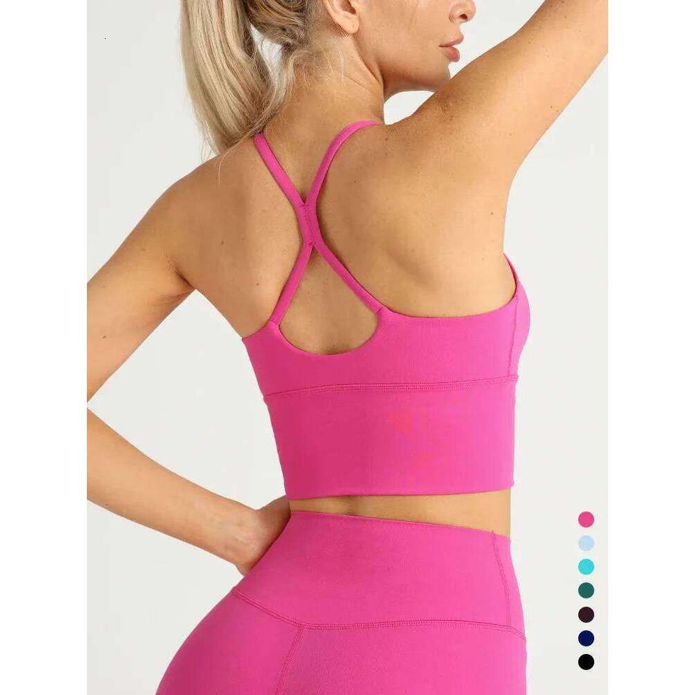 Solid Color Gym Naked Feeling Sexy Cross Y shape Bra Fitness Yoga Jogging Workout Sports Women Sling 26Y0224