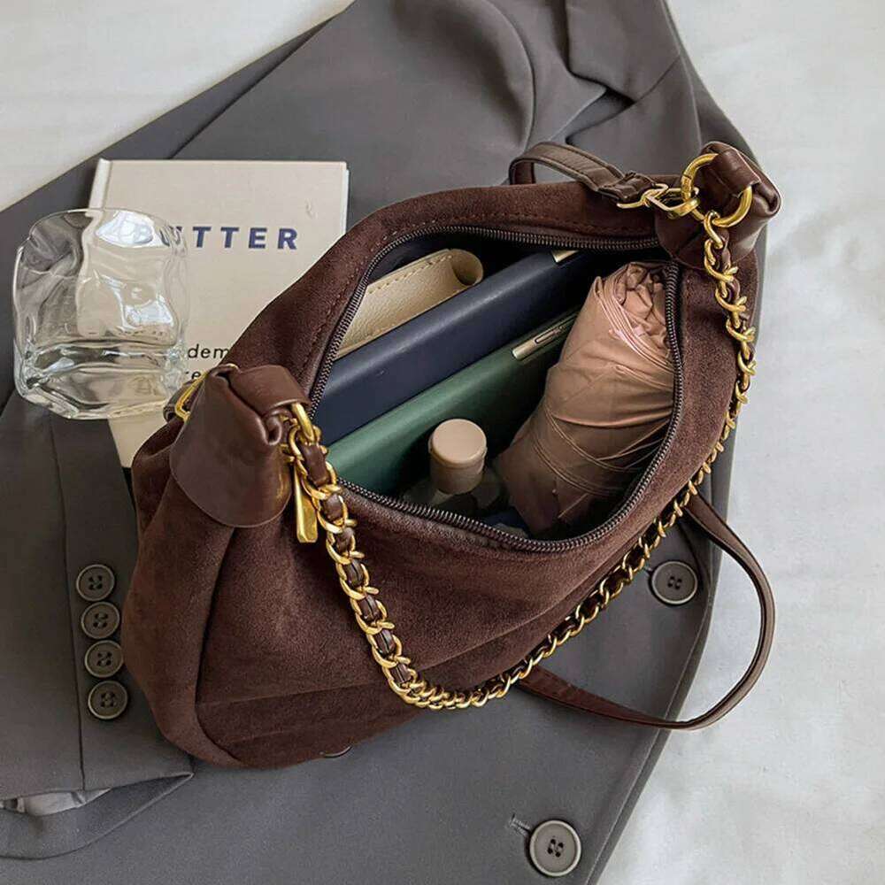 Women Suede Shoulder Adjustable Strap Crossbody with Inner Pocket Underarm Work Travel Bag Z260224