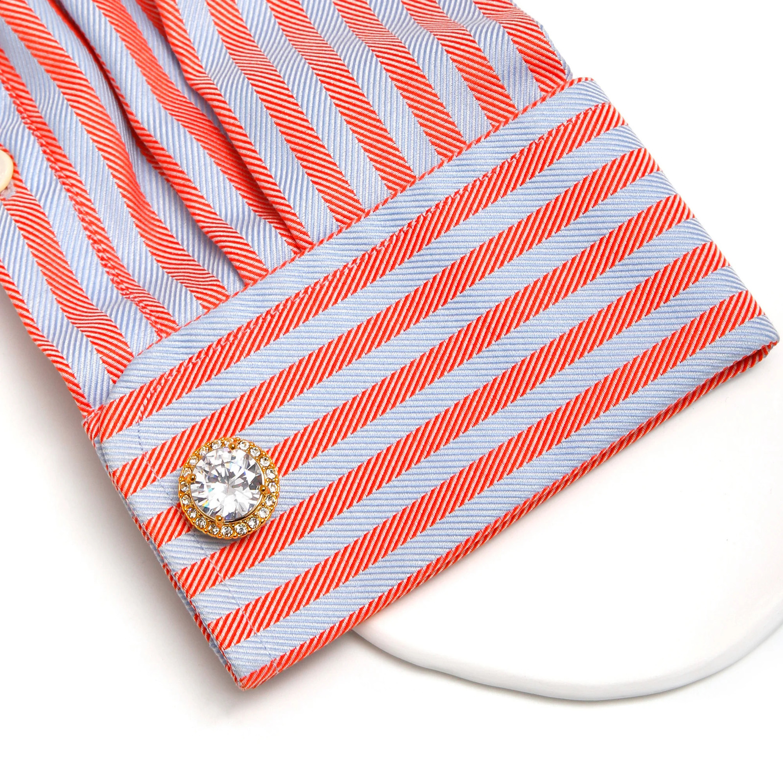 Cufflinks for Men TOMYE XK24043 Big Zircon Copper Round Wedding Jewelry Cuff Links Dress Shirt 260208