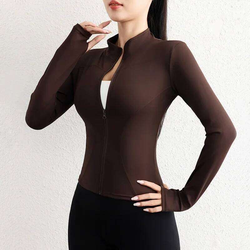 Womens Winter Fleecing Full Zipper Long Sleeve Workout Activewear Sport Fleece Yoga With Thumb Hole 26Y0224