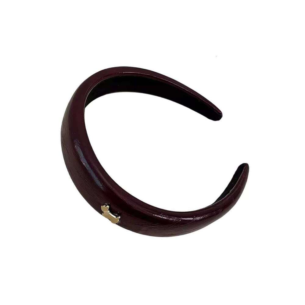 Brown gold label puppy headband for women, high crown clip, face washing hairband, hair accessory
