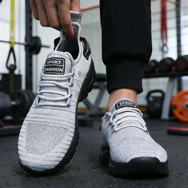 Men's Black Mesh Sports Shoes Breathable Non-Slip Casual Sneakers Lightweight Outdoor Walking Gym Trainers Comfortable Footwear