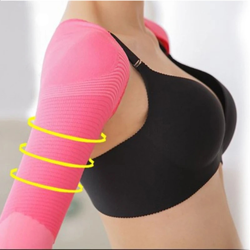 Women Pink Anti Cellulite Slimming Arm Compression Sleeves Wrap Lady Shoulder Slim Shaper 260129