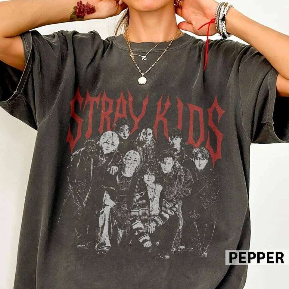 Stray Kids Music Tour Vintage Shirt Women Clothing Harajuku C260224