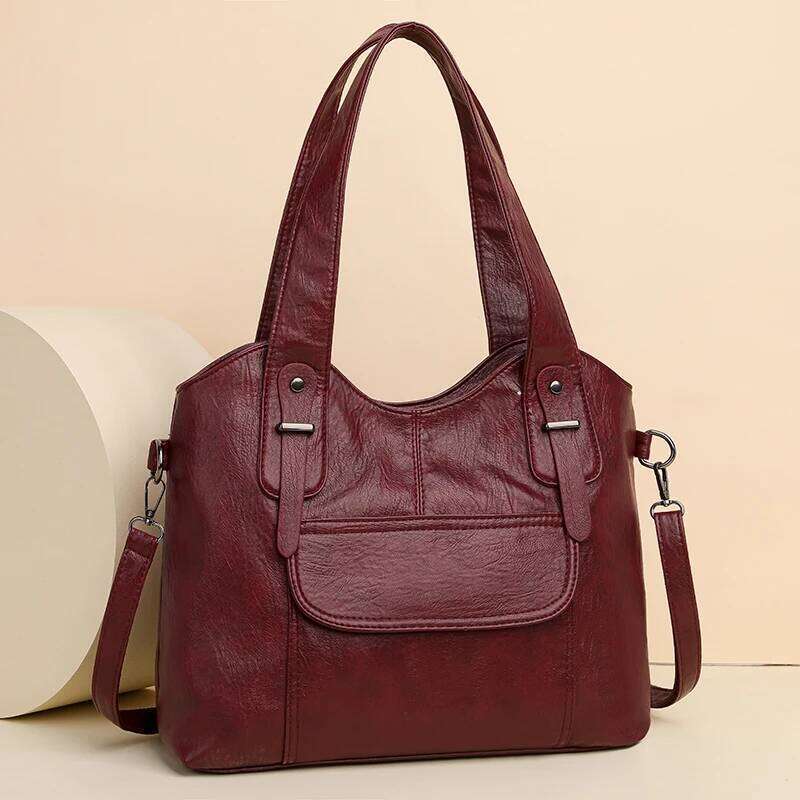 Multiple Pockets Large Capacity Ladies Hand Luxury Soft Leather Handbags High Quality Women Bags Shoulder Bag 2024 Z260224
