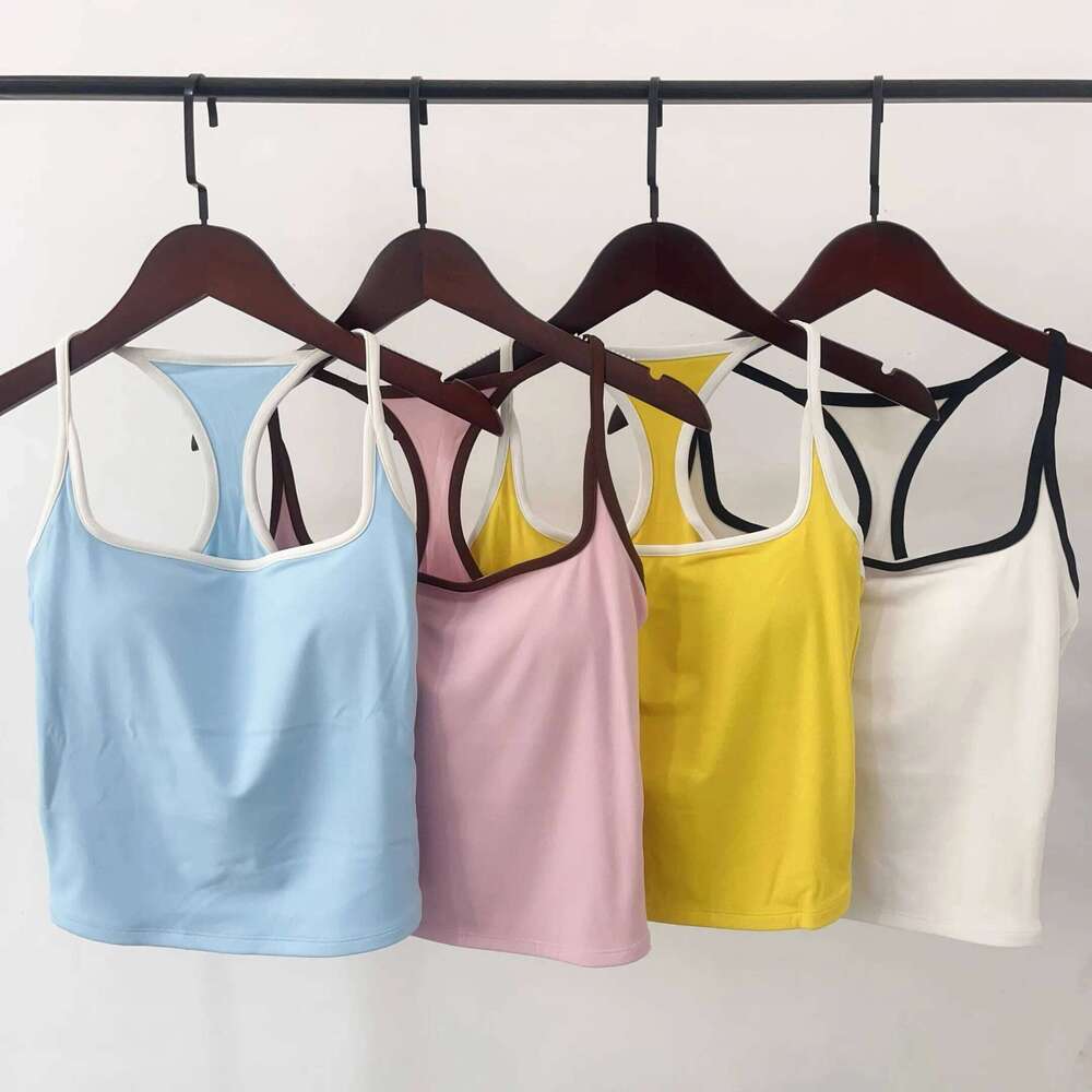 Fixed chest cushion, contrasting color, fine strap, beautiful , sports bra, women's suspender, underwear, yoga clothes, fitn 26Y0224