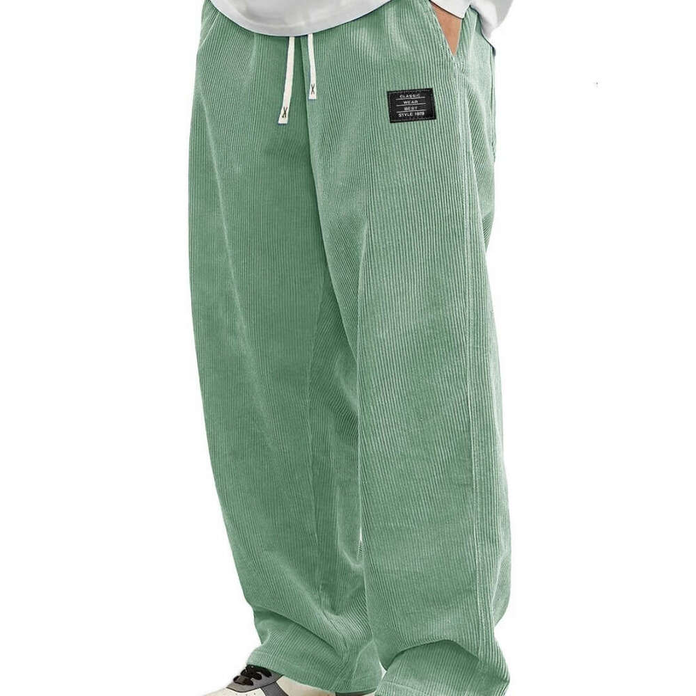 Amazon Cross-Border European Size Men's Autumn New Comfortable Long Loose Logo Corduroy Fabric Casual Pants