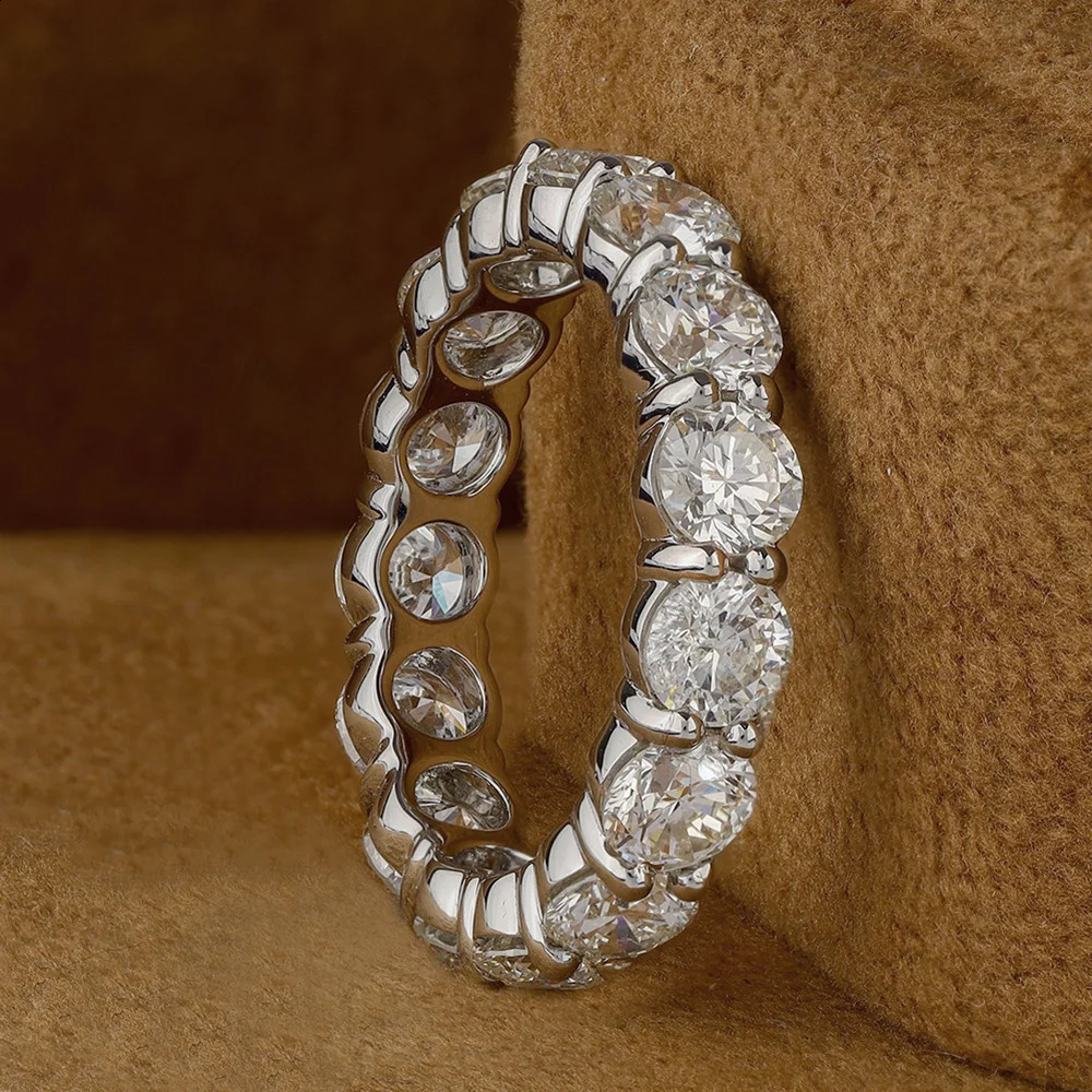 FEOBUR 2/3/4/5mm Ring 18k White Gold Plated S925 Silver Diamond Engagement Rings for Women Men Wedding Band 260124