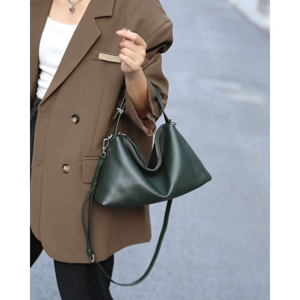 Top Layer Cowhide Natural Textured Women S Bag New Casual Versatile Handbag Large Capacity Shoulder And Crossbody Bag High Quality Luxury Bag LEMON KO
