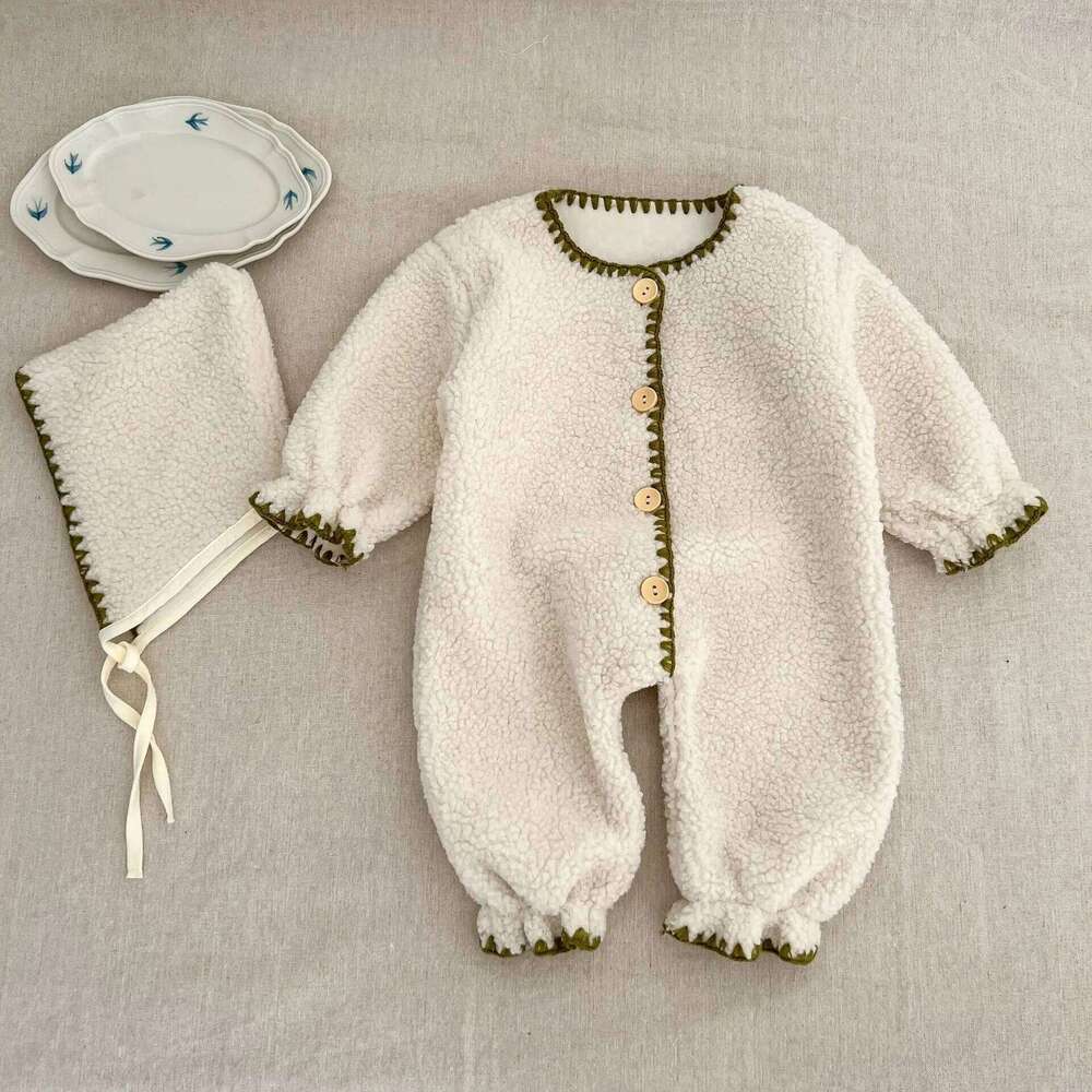 Plush Warm Romper Autumn Winter New Fleece for Baby Clothing Jumpsuit Long Climbing Clothes 26H0224