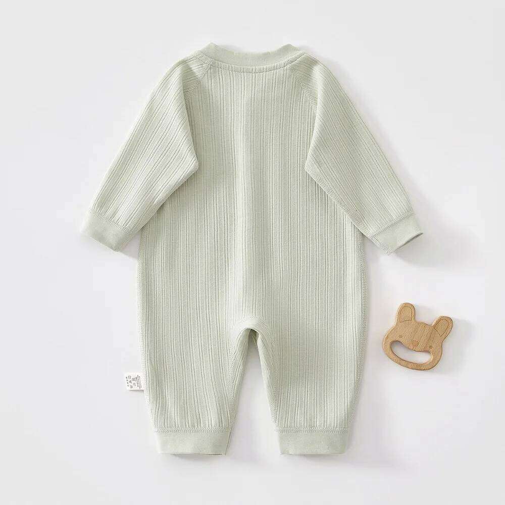 AYNIGIELL 0-18M Clothes Autumn Pure Cotton Newborn Baby Single Breasted Jumpsuit Winter Underwear 26H0224