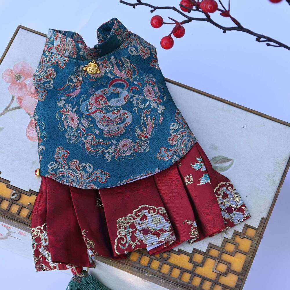 Pet Tang Suit Autumn Winter Dog Teddy Bichon Pomeranian Chinese New Year Cat Greeting Clothes