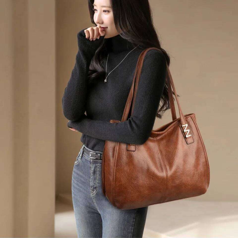Luxury Casual Large Capacity Hand Bag Top Quality Soft Pu Leather Handbags for Women Commute Tote Shoulder Bags Z260224