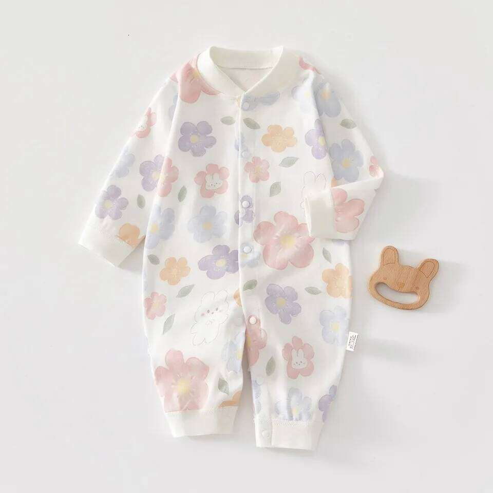 AYNIGIELL Spring Autumn 0-12 Months Baby Jumpsuits, 100% Cotton Long Sleeve Clothes, Soft Newborn Rompers for Girls & Boys. 26H0224