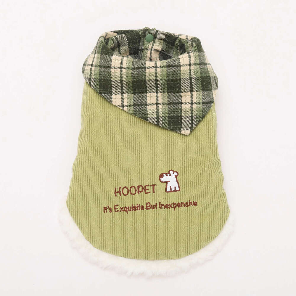 Famous brand Hoopet Pet Plaid Collar Corduroy for Cats Small Dogs Autumn and Winter Outdoor Warm Dog Vest Clothing pupakaIK