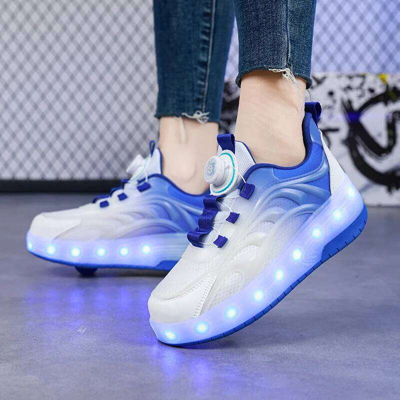 Two Wheels Children's Led Light Roller Skate Shoes For Kids Boys Girls Glowing Sports Luminous Sneakers Skateboard USB Charging 26W0224