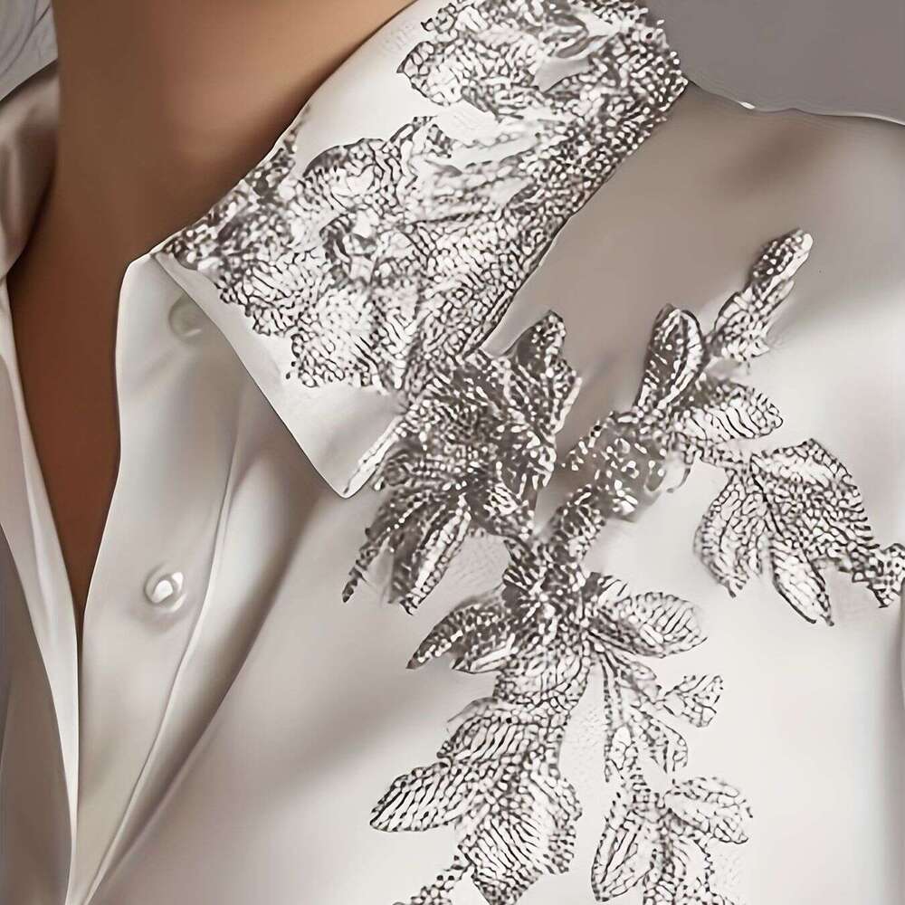 Limiguyue Spring American Embroidery Blouse Women Polo Collar Long Sleeve Shirt Loose Single Breasted Office Lady Top Soft 256A