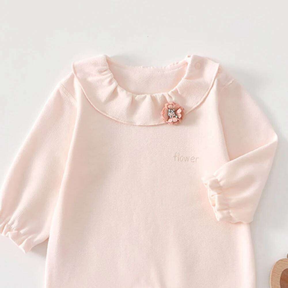 Girl Cotton Clothes Infant Romper Long Sleeve Solid Color Flower Spring Autumn Princess 1st Birthday Baby Jumpsuits 26H0224