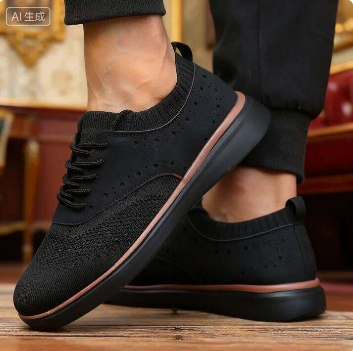 Men's Dress Sneakers Trendy Solid Woven Knit Breathable Mesh Loafers Outdoor Soft Non Slip Lightweight Flat Designer Shoes Men