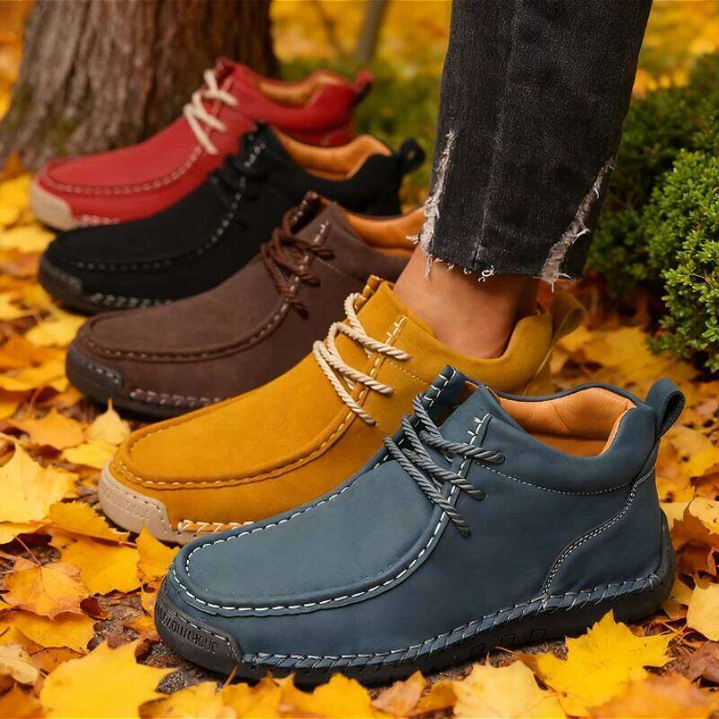 Wide Toe Boots Mid Top for Spring / Autumn Retro Anti Slip Workwear Fashion Soft Sole Breathable Walking Shoes Women