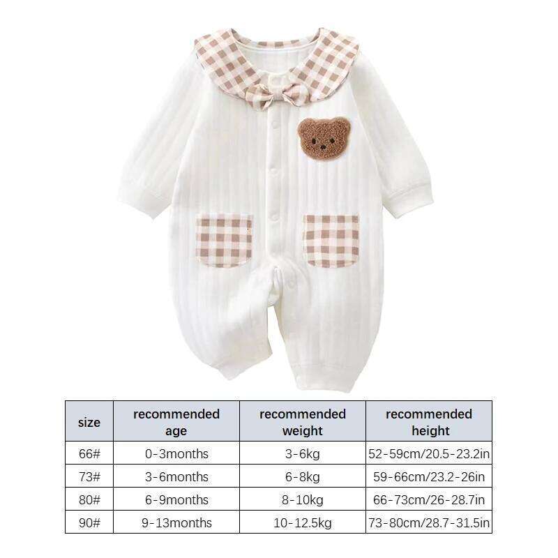Spring Autumn Baby Warm Romper Cute Bear Infant Boy Girl Long Sleeve Outfits for Newborn Soft Cotton Kids Jumpsuit 26H0224
