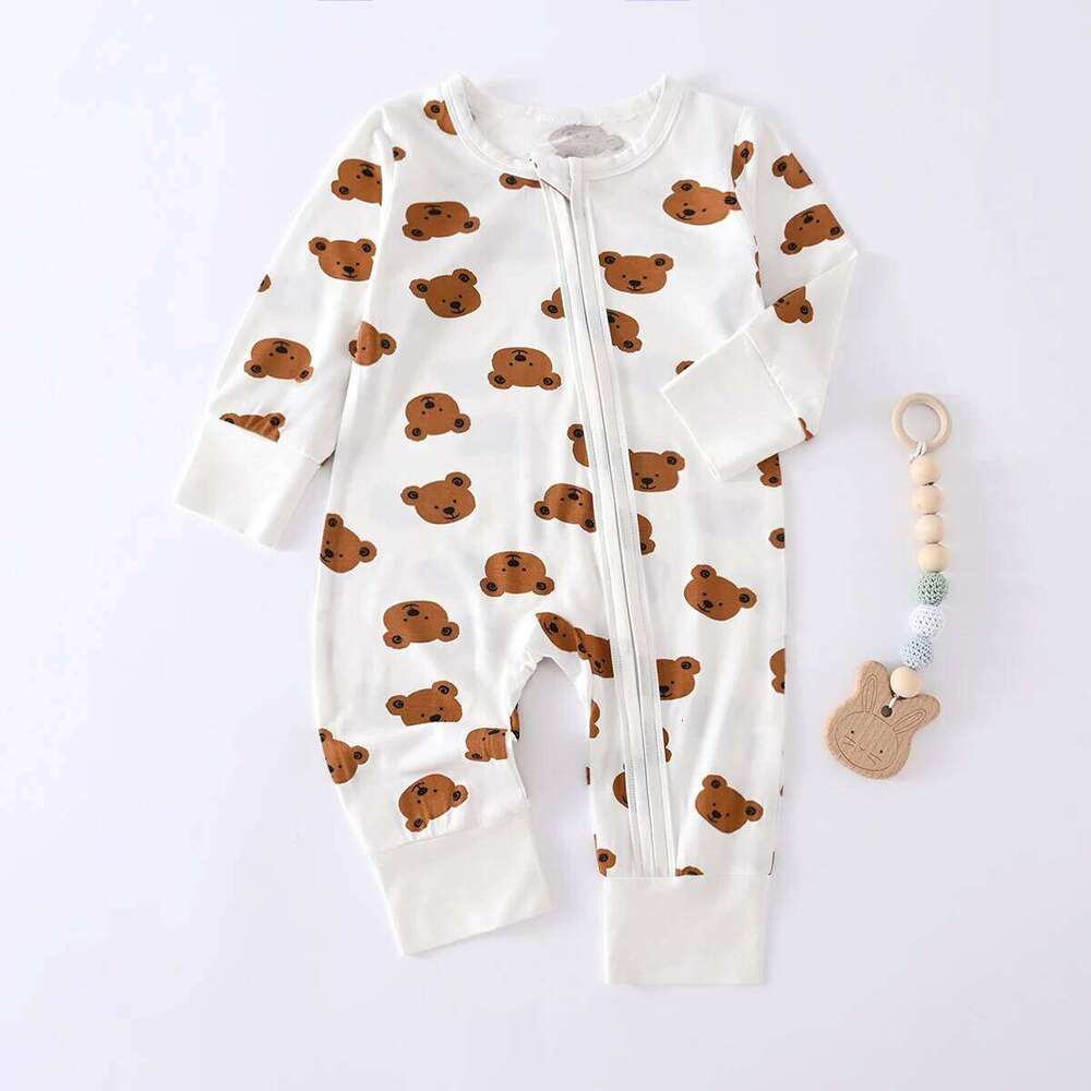 Somenie Unisex Long Sleeve Onesie with Zip Boys Girls Foldable Romper Infant Baby Jumpsuit Outdoor Wear 1-3-6-9M 26H0224
