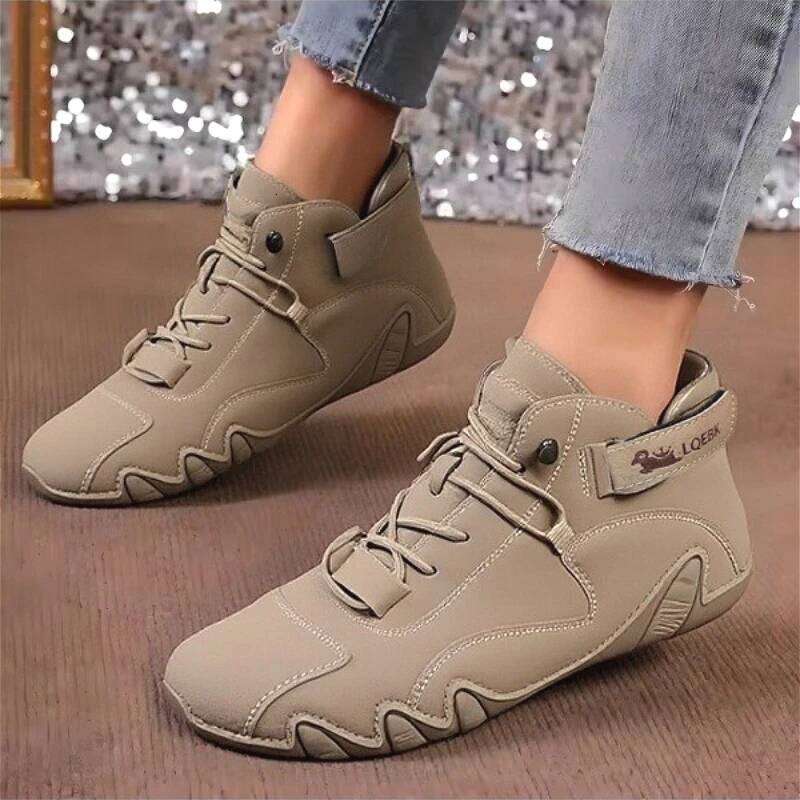 Lace Up High Top Breathable Fashionable Soled Shoes Outdoor Walking Waterproof Multifunctional Women's Bare Boots
