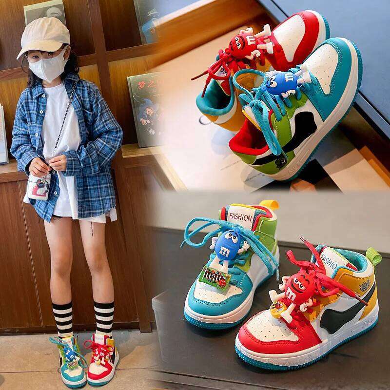 New Children Casual Four Seasons Kids Single Mandarin Ducks Basketball Sports Boys Girls Sneaker Board Shoes 26W0224