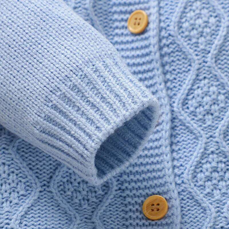 Blue Baby Rompers Knit Fashion Turtle Neck Long Sleeve Newborn Boys Jumpsuits Outfits Toddler Playsuits 0-18m Clothing 26Y0224