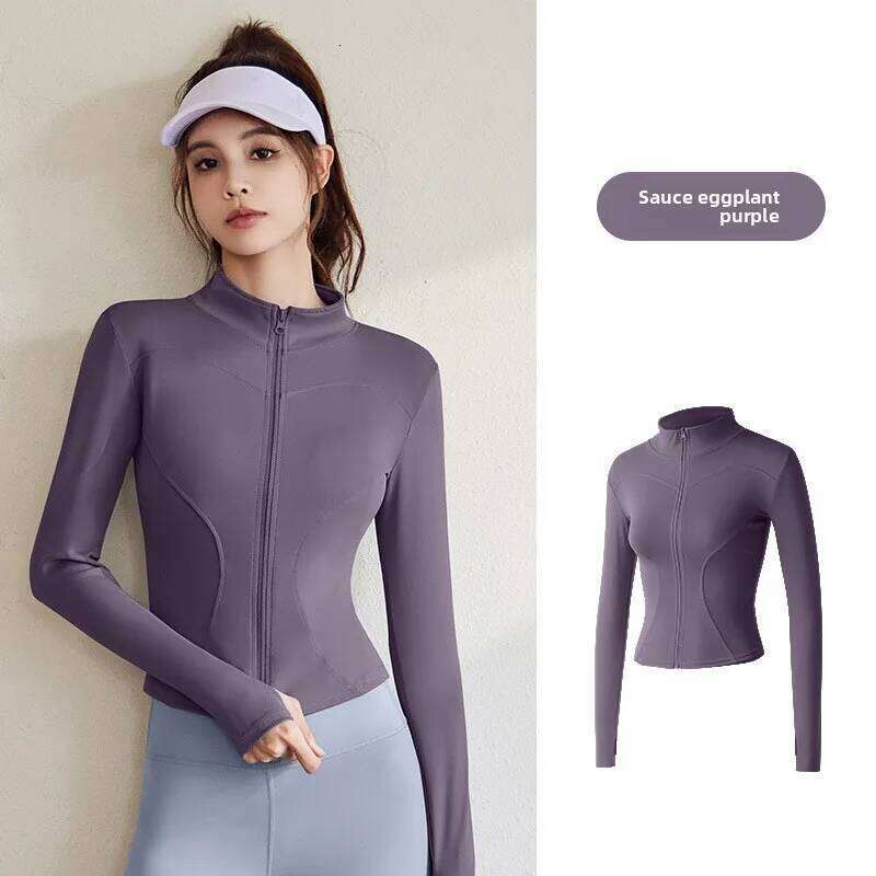 2026 Spring and Summer New Yoga Clothes Sports Top Long Sleeve Running Fitness Women's Zipper Collar Waist 26Y0224