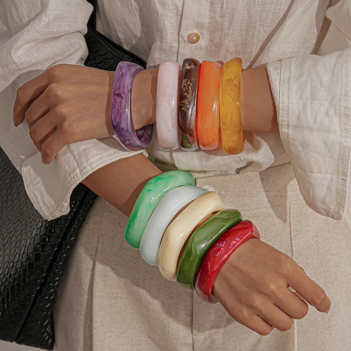 Multi-style Twisted Irregular Acrylic Bangles for Women Girl Geometric Square Wide Bracelet Couple Jewelry Accessories Gifts X 260120