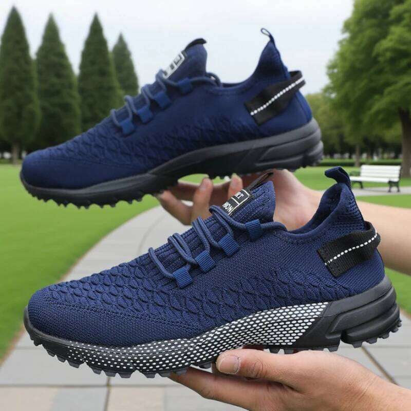 Trendy Patterned Net Men's Athletic Shoes Lightweight Breathable Stylish Woven Sneakers High Performance Mesh Men Training Kicks