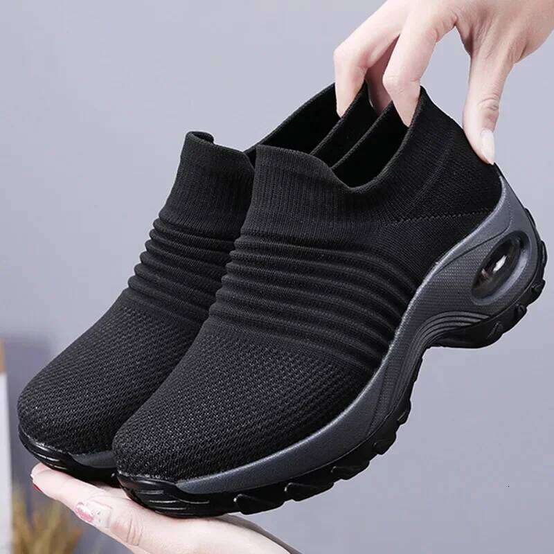 Breathable Women's Sneakers Comfortable Thick Soled Tennis Sliding Sleeve Walking Anti Slip Running Shoes
