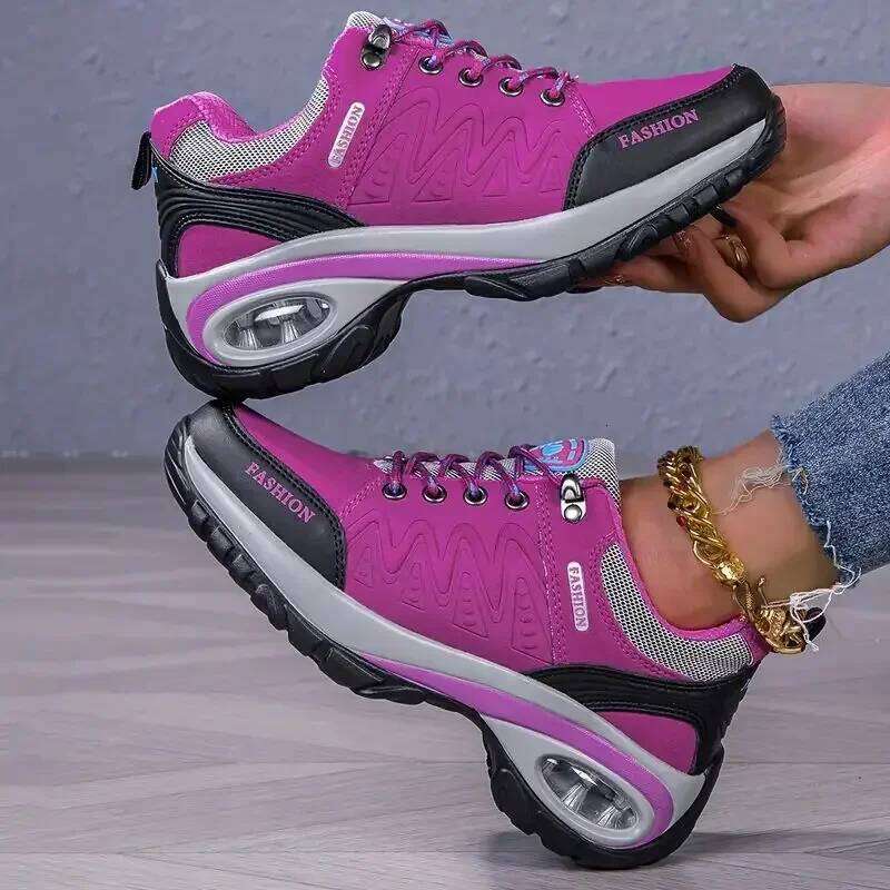 Women's Fashion Sneakers Breathable Knit Upper EVA Sole Hiking Outdoor Waterproof Camping Non - Slip Sports Shoes