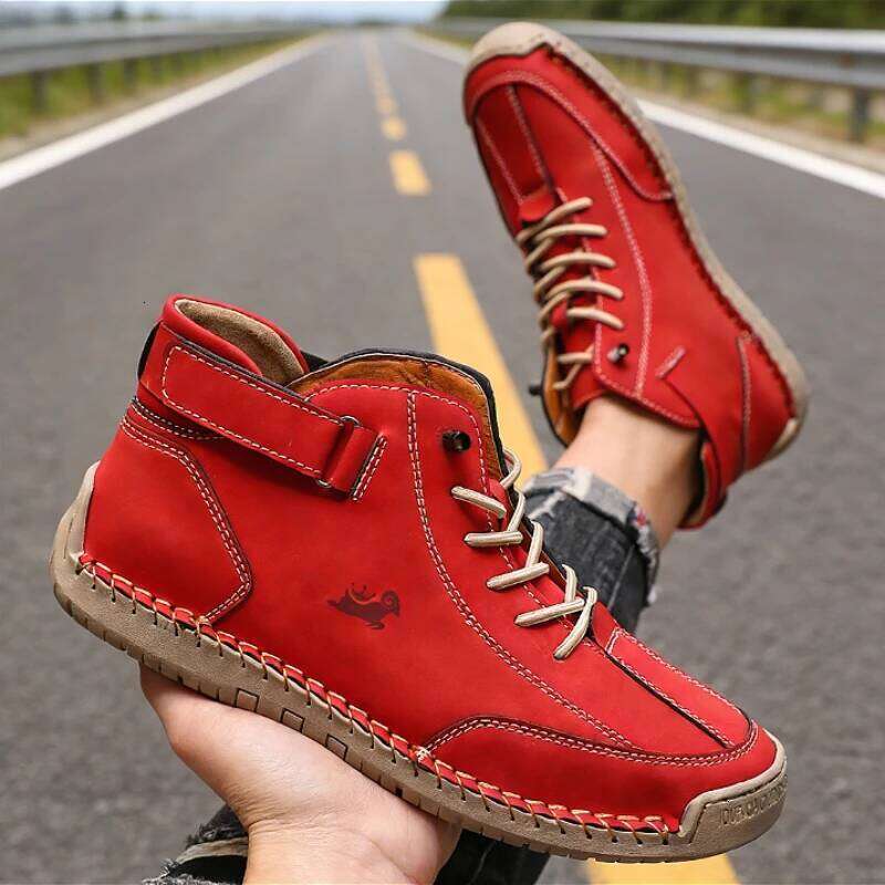 Men's Ankle Boots Casual Retro Leather Comfort Lace-up Non-slip 2026 New Arrival Lightweight Soft Sole Breath Work Shoes