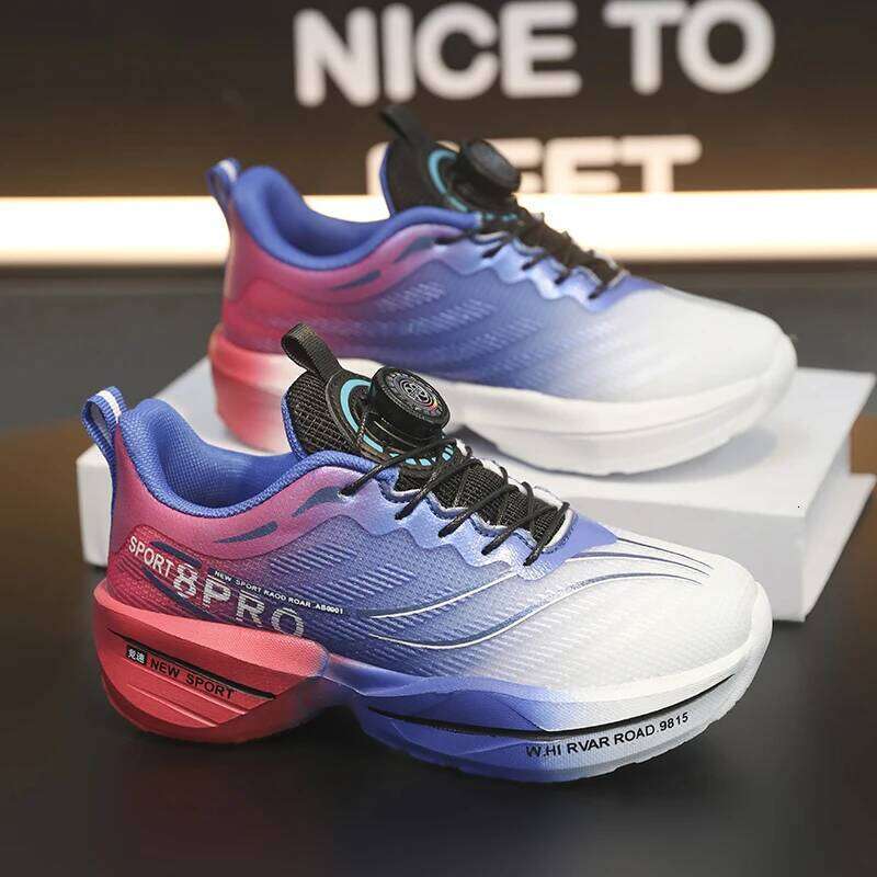 Four Season Kids Sneakers High-quality Ultra Light Anti Slip Button Up Training Comfort Girls Boys Outdoor Walk Run Shoes 26W0224